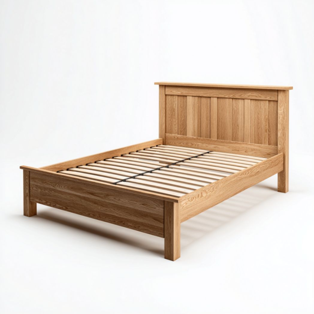 Lit double en chêne massif naturel