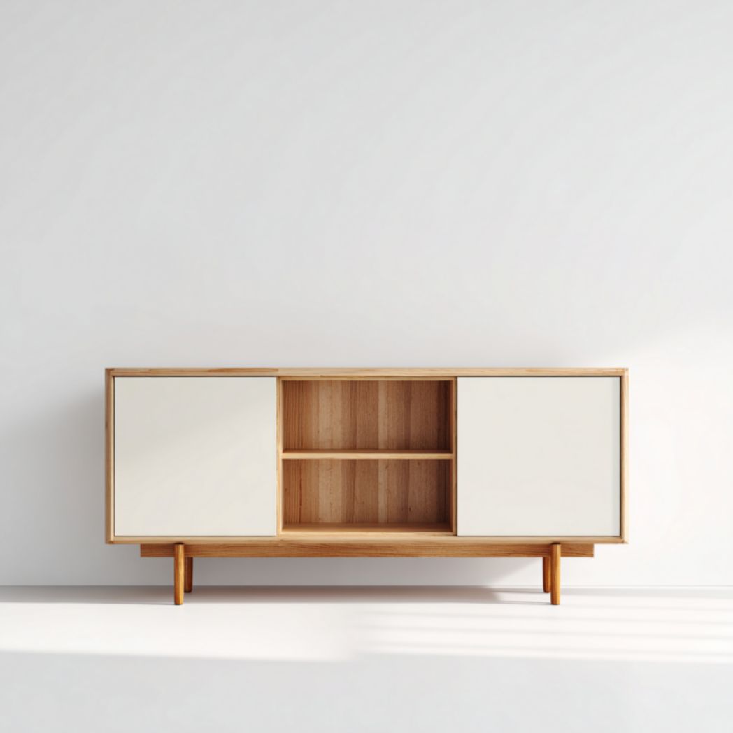 Meuble de rangement avec structure en bois massif et panneaux peints